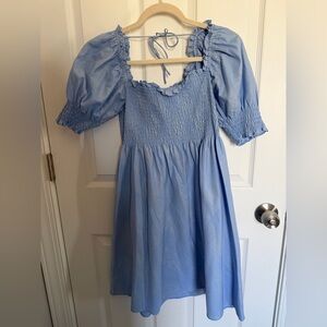 Hill House Light Blue Puff Sleeve Mini Dress